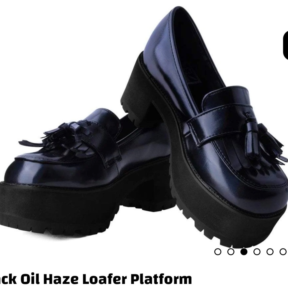 Black TUK platform loafers size 7.5 NEEDS REPAIR ska scooter skinbyrd